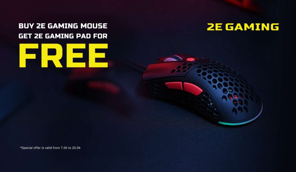 Buy 2E Gaming mouse – Get 2E Gaming Control gaming pad for free