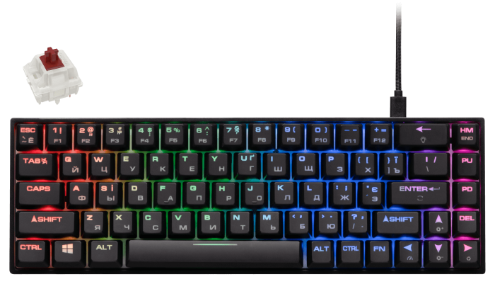 2E Gaming Keyboard KG370 RGB 68 Key Gateron Brown Switch Black